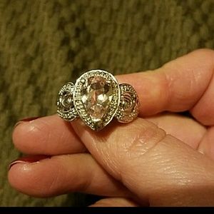 14kt white gold pink tourmaline ring.